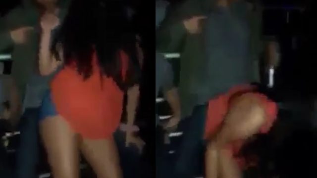 Teen lap dancing excited in night club
