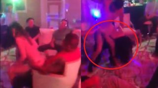 Japanese whore dancing hot with many guys in the nightclub