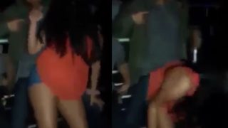 Teen lap dancing excited in night club