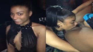 Licking her drunk friend in night club black girls