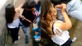 La rodean y se la chupa a todos sus amigos